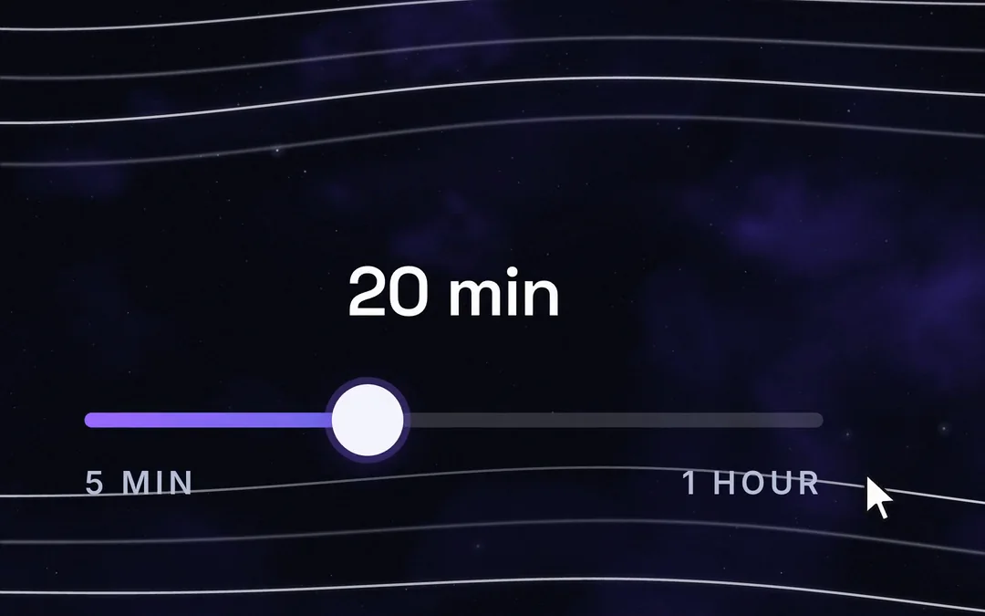 From the film: a slider set to 20 min, running from 5 min to 1 hour.